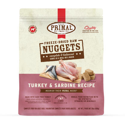Freeze-Dried Raw Nuggets Dog Food - Turkey & Sardine Recipe