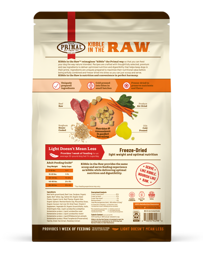 Kibble in the Raw Dog Food <br> Beef Recipe