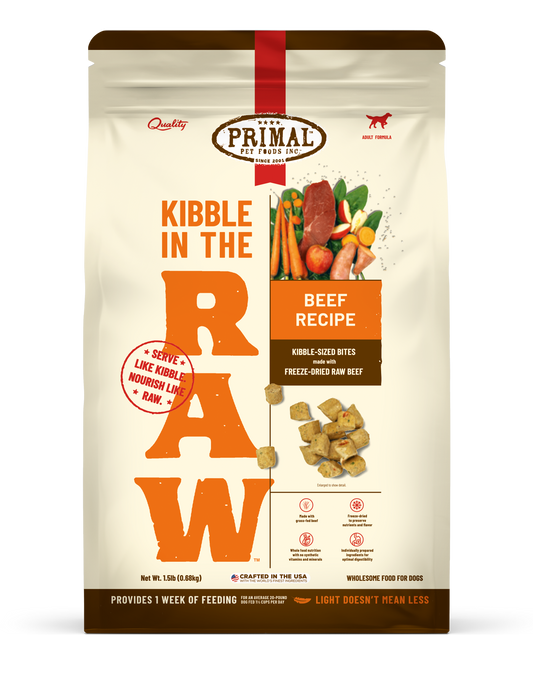 Kibble in the Raw Dog Food <br> Beef Recipe