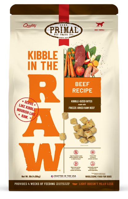 Kibble in the Raw Dog Food - Beef Recipe