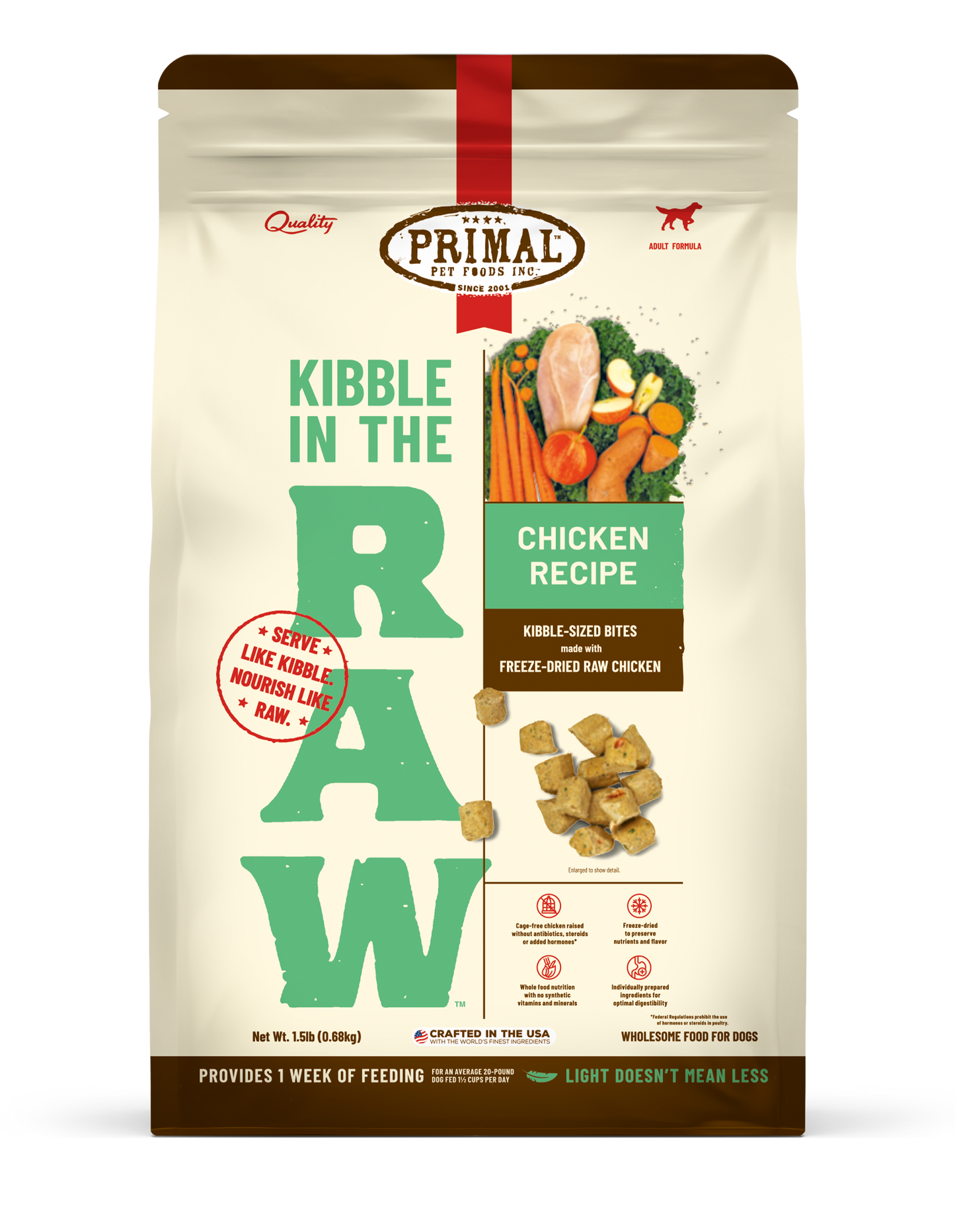 Kibble in the Raw Dog Food <br> Chicken Recipe