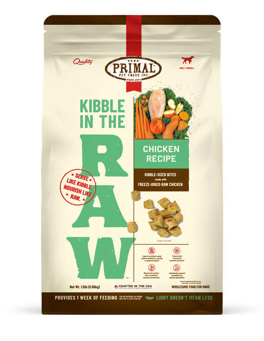 Kibble in the Raw Dog Food <br> Chicken Recipe