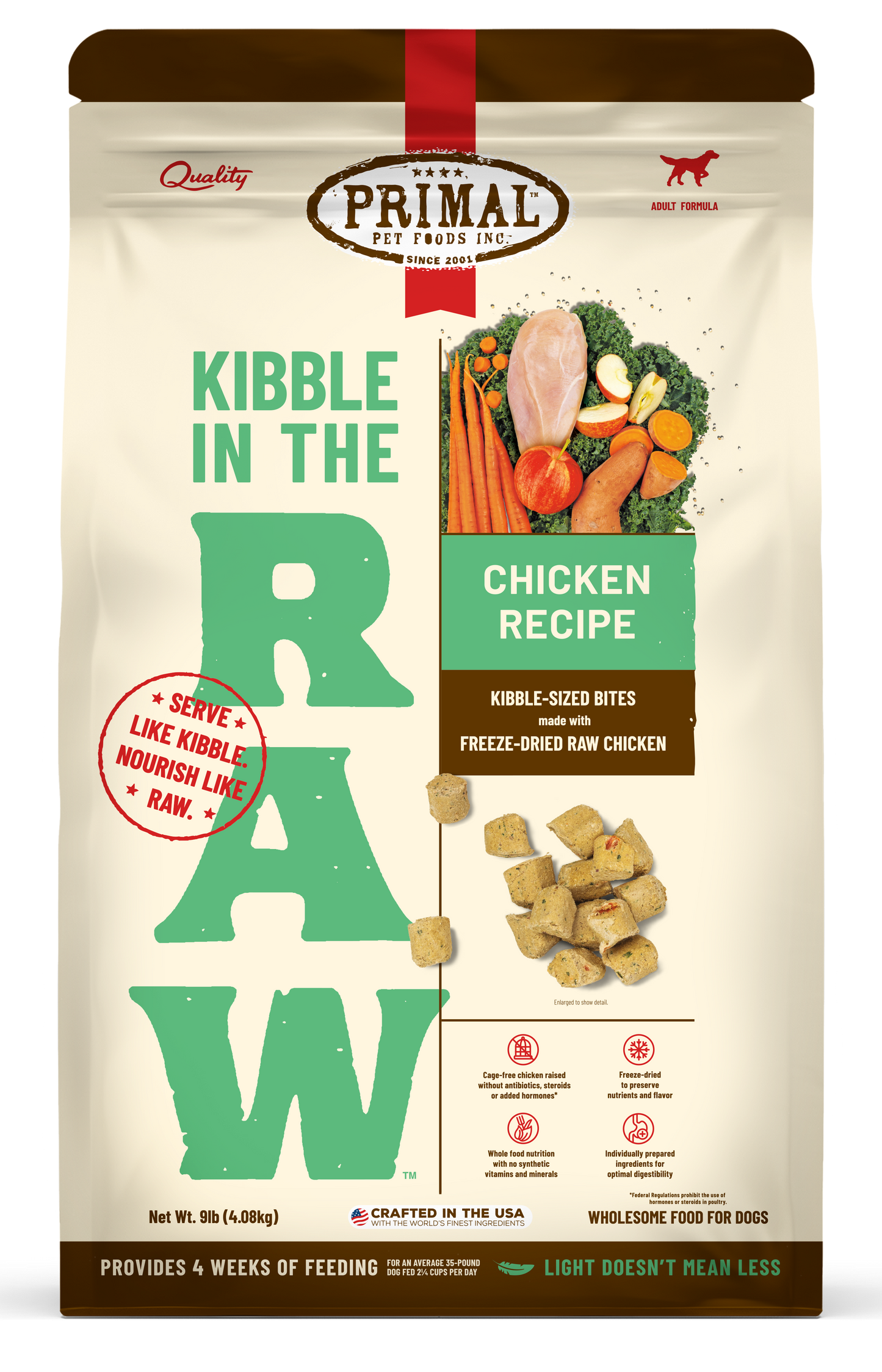 Kibble in the Raw Dog Food <br> Chicken Recipe