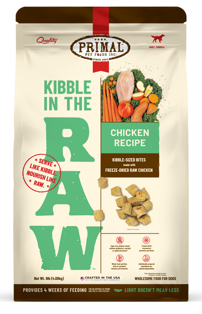 Kibble in the Raw Dog Food <br> Chicken Recipe