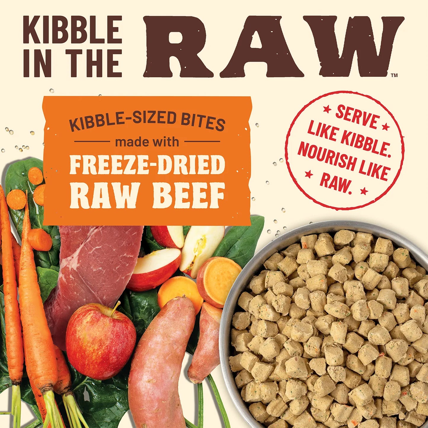 Kibble in the Raw Dog Food <br> Beef Recipe