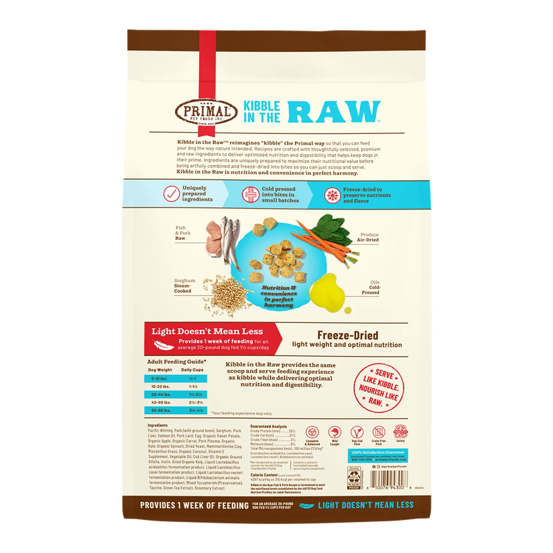 Canine Kibble in the Raw - Fish & Pork | Primal Pet Foods