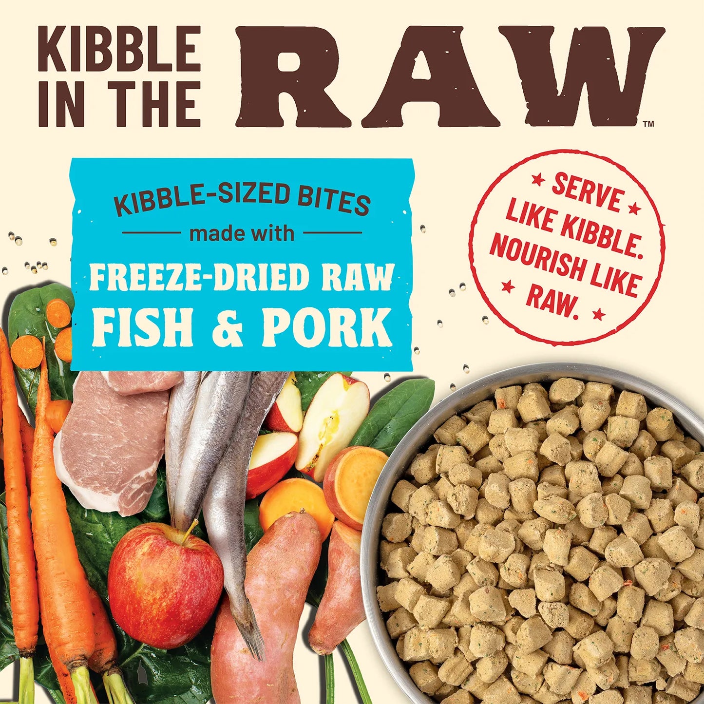 Kibble in the Raw Dog Food <br> Fish & Pork Recipe