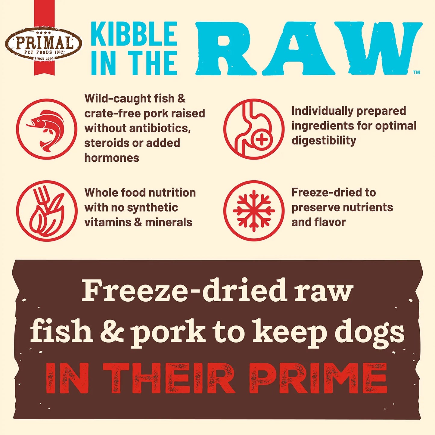 Kibble in the Raw Dog Food <br> Fish & Pork Recipe