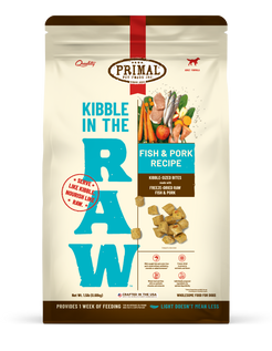 Kibble in the Raw Dog Food – Fish & Pork Recipe – Primal Pet Foods