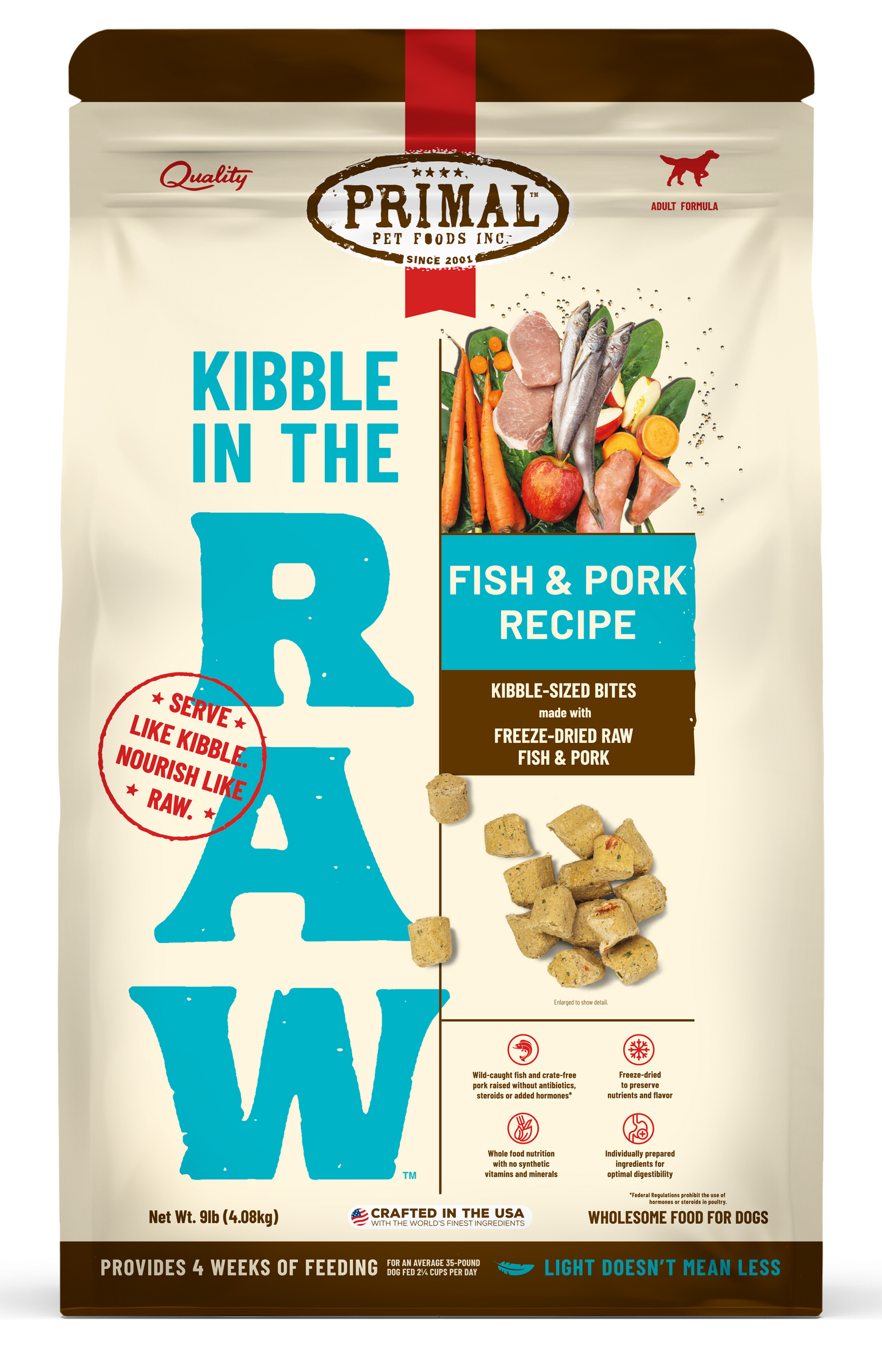 Kibble in the Raw Dog Food <br> Fish & Pork Recipe