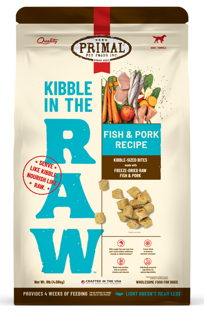 Kibble in the Raw Dog Food <br> Fish & Pork Recipe