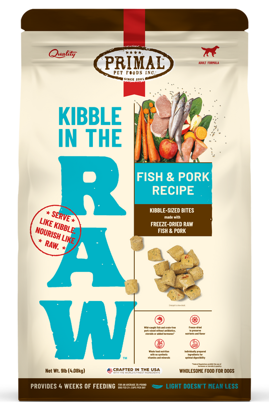 Kibble in the Raw Dog Food - Fish & Pork Recipe