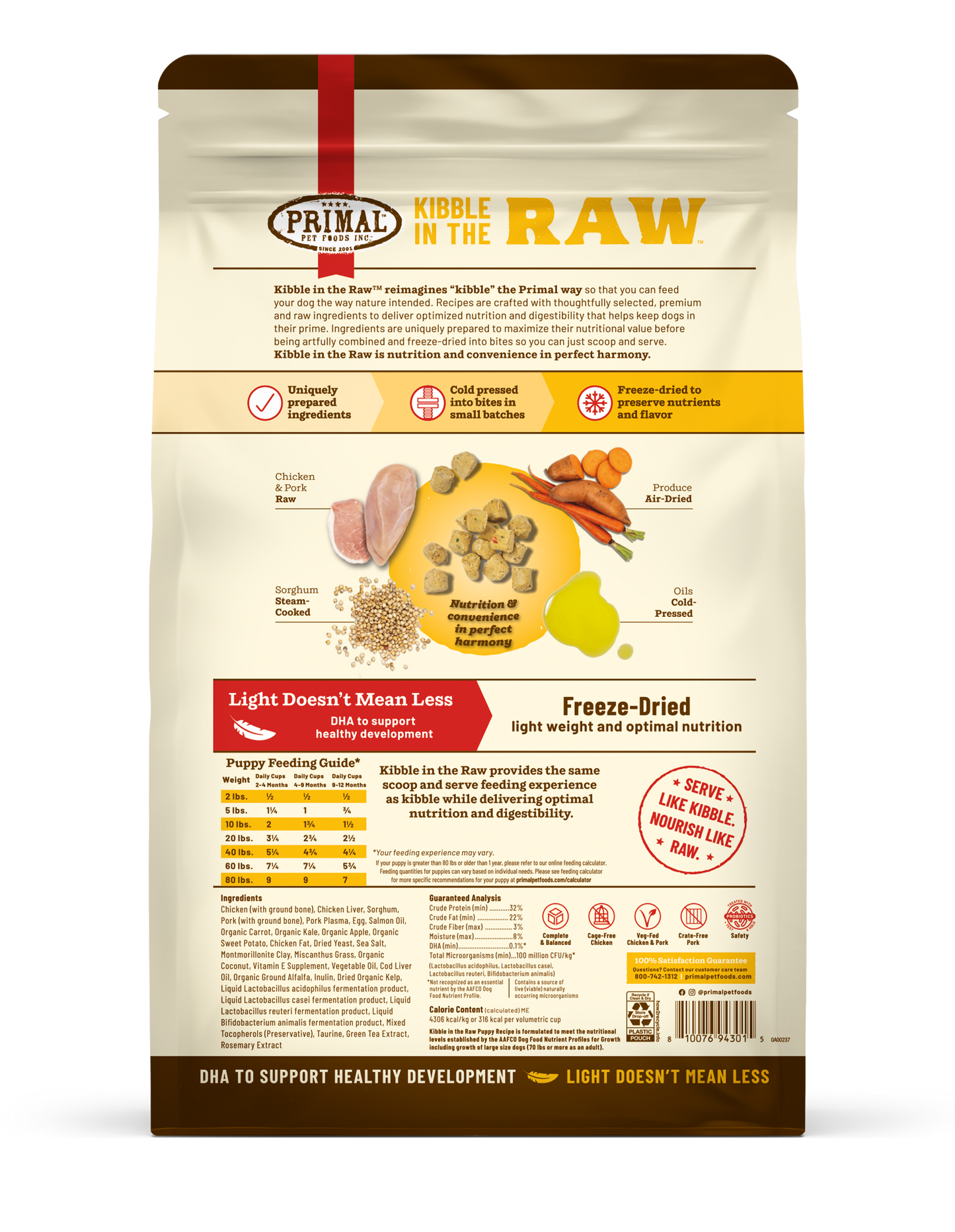 Kibble in the Raw Dog Food <br> Puppy Recipe