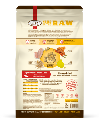 Kibble in the Raw Dog Food <br> Puppy Recipe