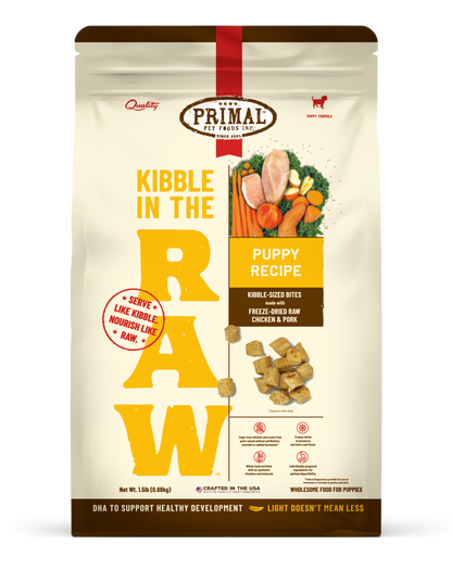 Kibble in the Raw Dog Food <br> Puppy Recipe