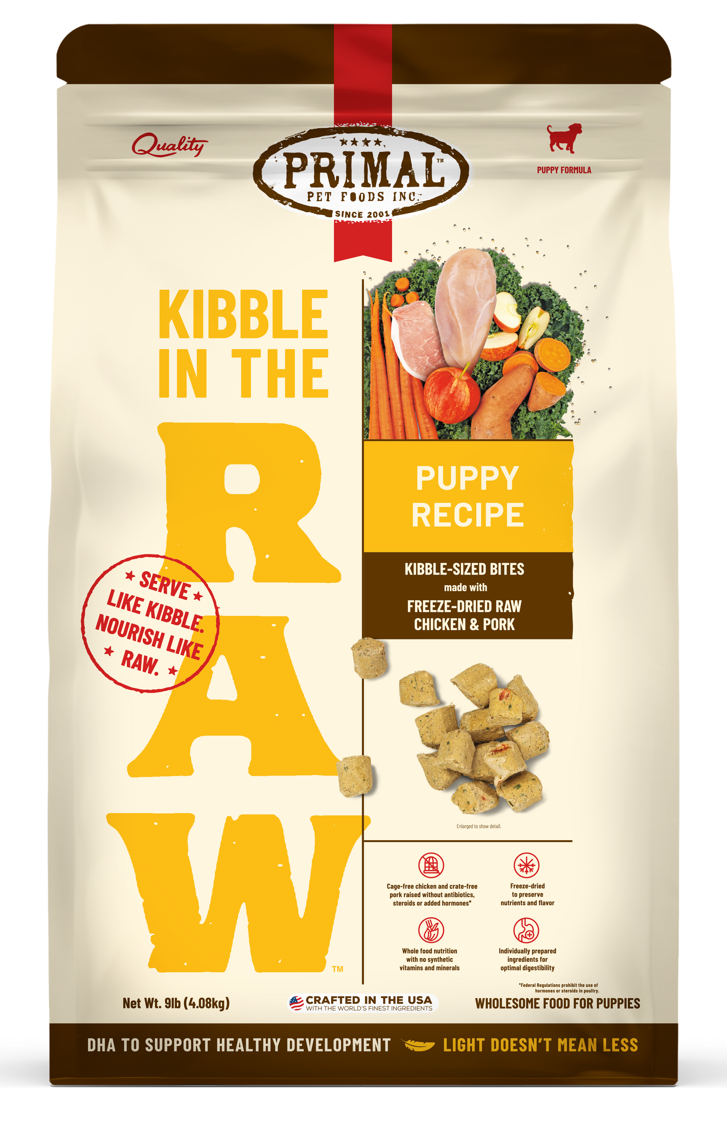 Kibble in the Raw Dog Food <br> Puppy Recipe