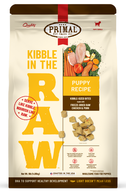 Kibble in the Raw Dog Food <br> Puppy Recipe