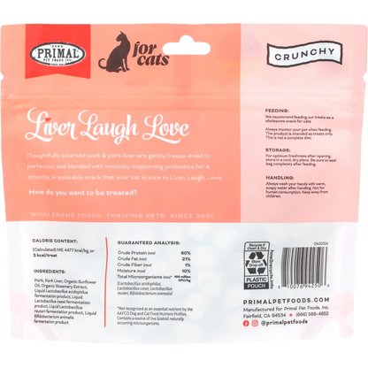 Liver Laugh Love Freeze-Dried Treats for Cats <br> Pork Liver Recipe