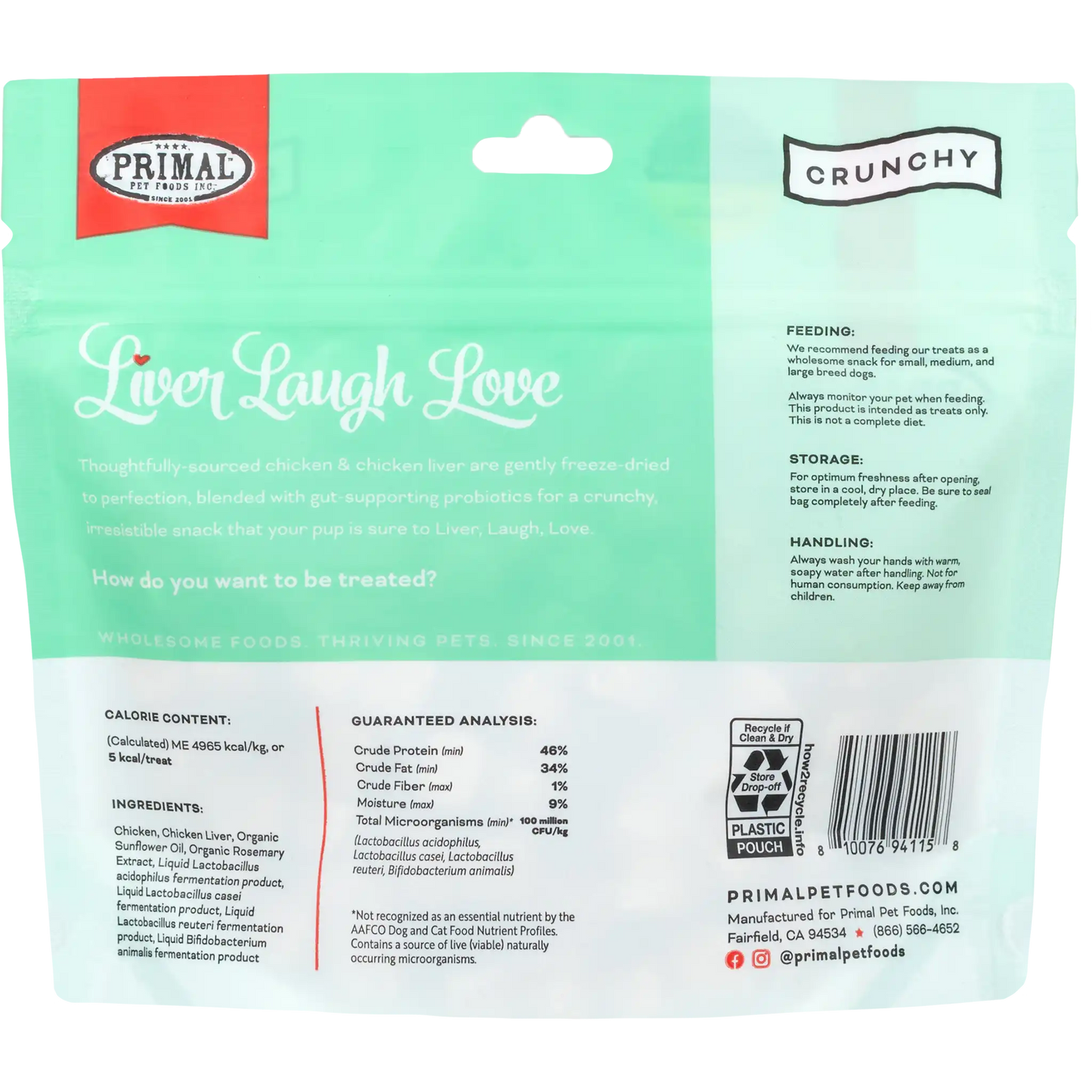 Liver Laugh Love Freeze-Dried Treats for Dogs <br> Chicken Liver Recipe