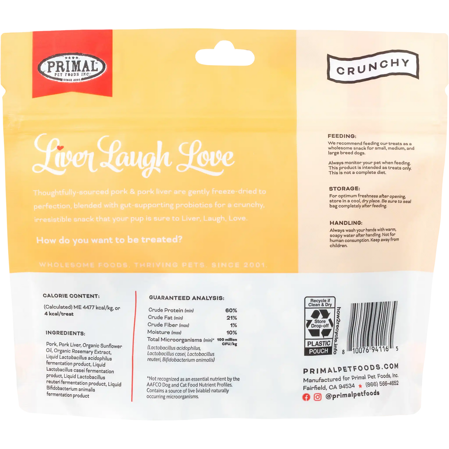 Liver Laugh Love Freeze-Dried Treats for Dogs <br>Pork Liver Recipe