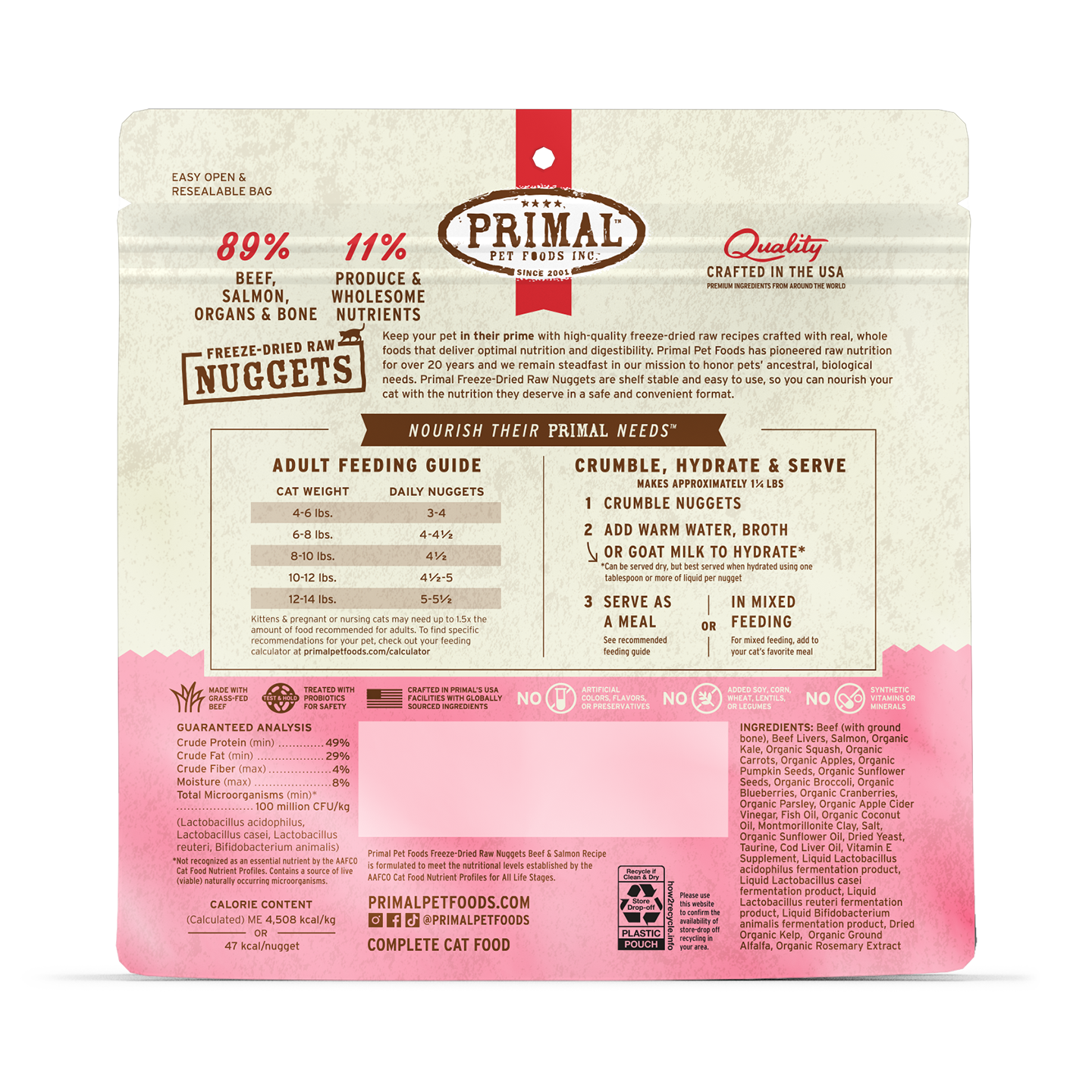 Freeze-Dried Raw Nuggets Cat Food - Beef & Salmon Recipe