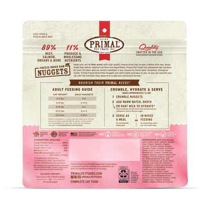 Freeze-Dried Raw Nuggets Cat Food - Beef & Salmon Recipe