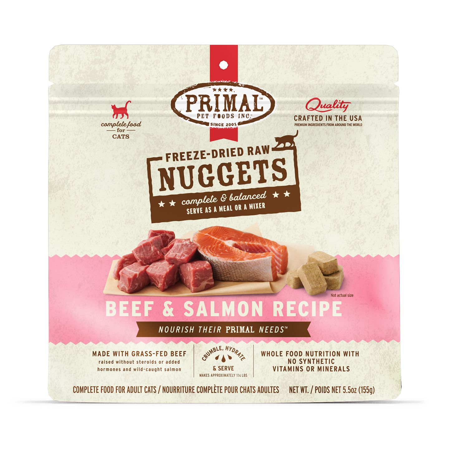 Freeze-Dried Raw Nuggets Cat Food - Beef & Salmon Recipe