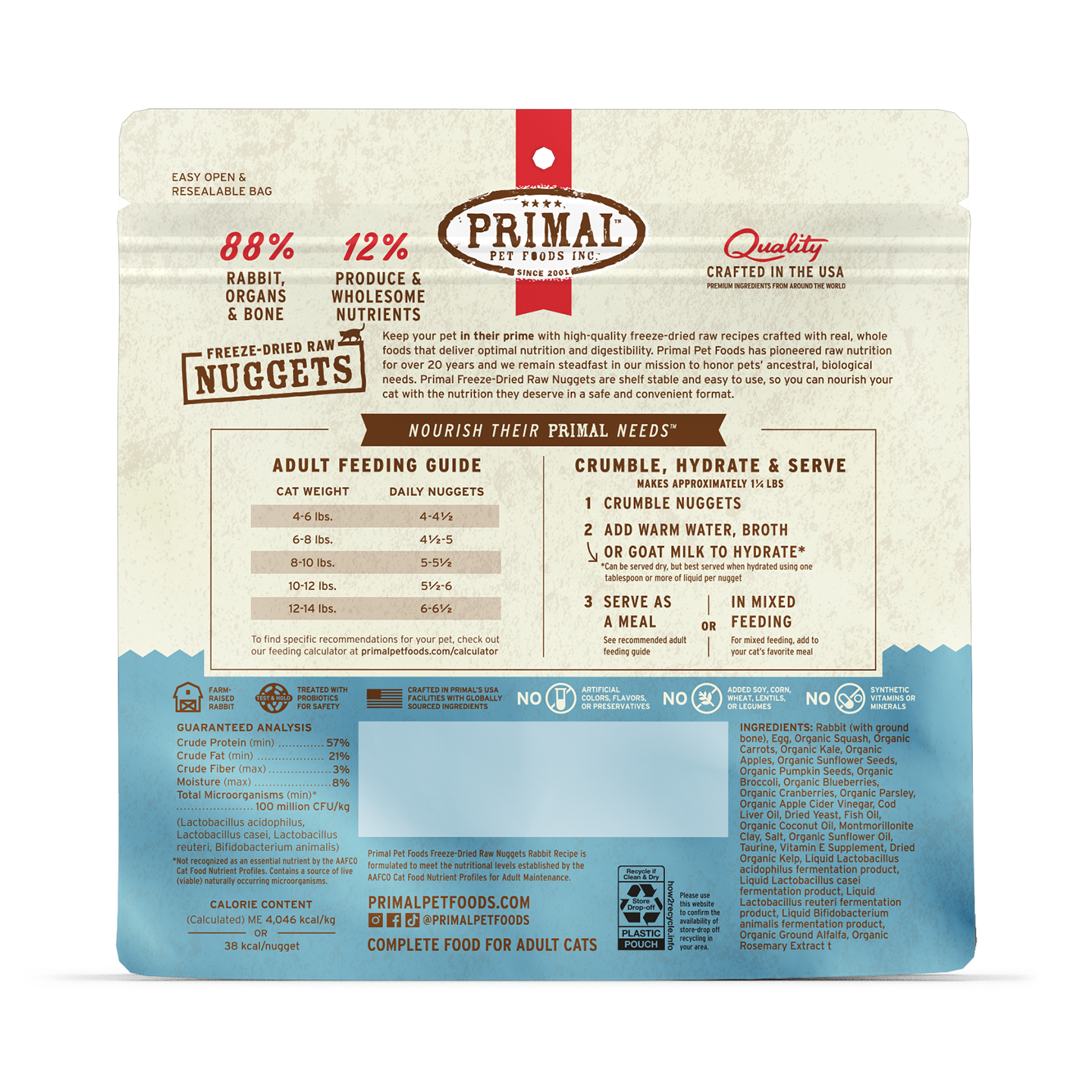 Freeze-Dried Raw Nuggets Cat Food - Rabbit Recipe