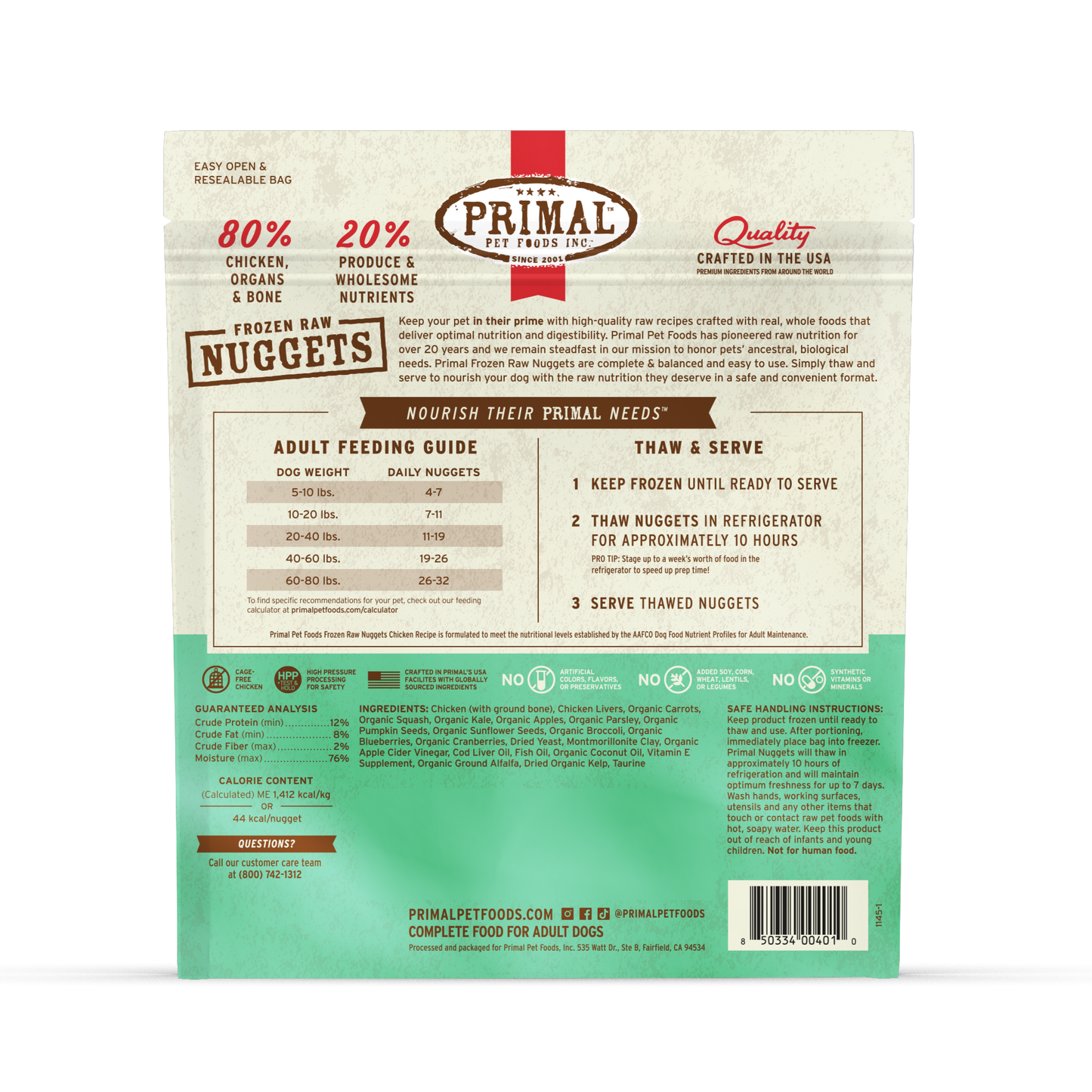 Frozen Raw Nuggets Dog Food - Chicken Recipe