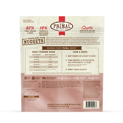 Frozen Raw Nuggets Dog Food - Pork Recipe