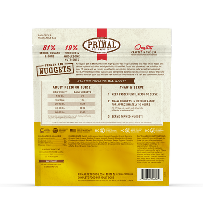 Frozen Raw Nuggets Dog Food - Rabbit Recipe