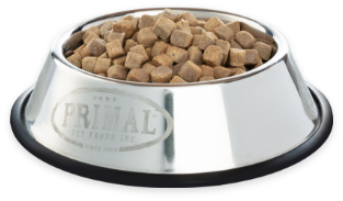 Clipped photograph of Primal Pronto in dog bowl